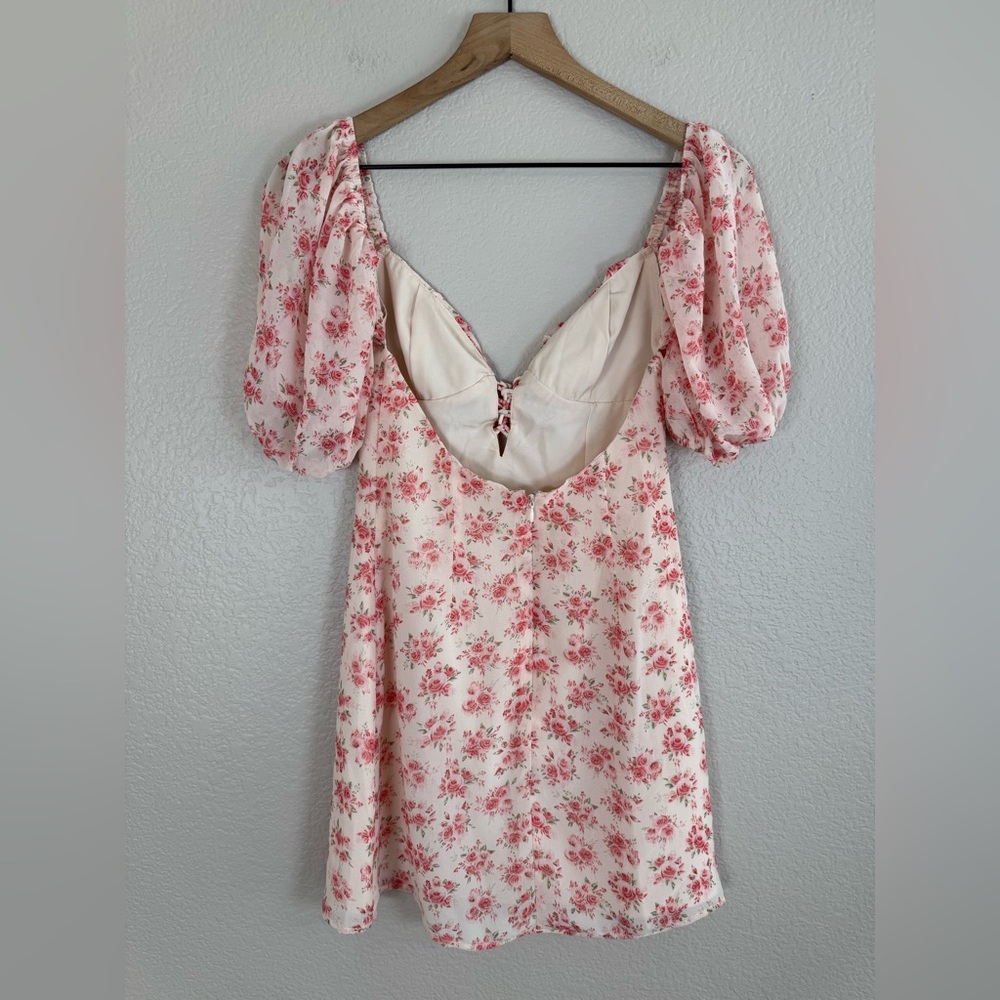 Revolve More To Come Sherrie Puff Sleeve Pink Floral Mini Dress size XS $78 - Picture 7 of 16